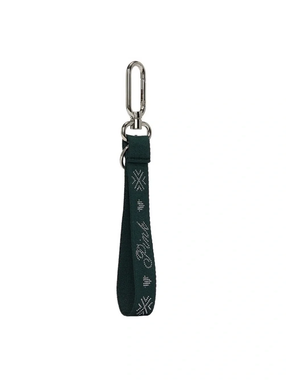 Pink Victoria’s Secret Deep Green Wristlet Strap Keychain Silver Hardware Bling - Picture 2 of 5